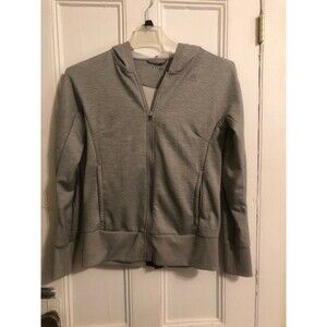 Adidas Climalite Sweatshirt Hoodie Full Zip  Reflective Hood Womans Gray Small